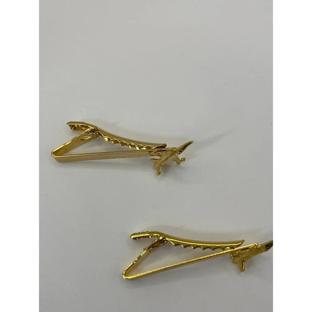 Jet Fighter Tie Bar‎ Mens OS Gold tone Excellent Aviation Pilot Accessory 1 each